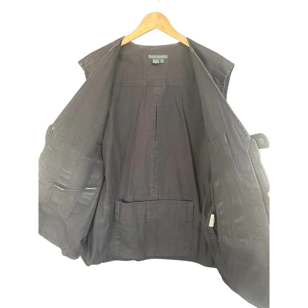 Royal Robbins Mens XL Black Cotton Multi Pocket Utility Tactical Travel Vest